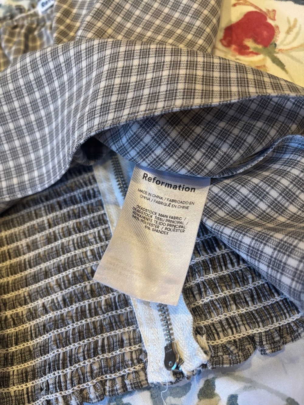 Reformation Gray Plaid Linen Kenji Top - Picture 5 of 5